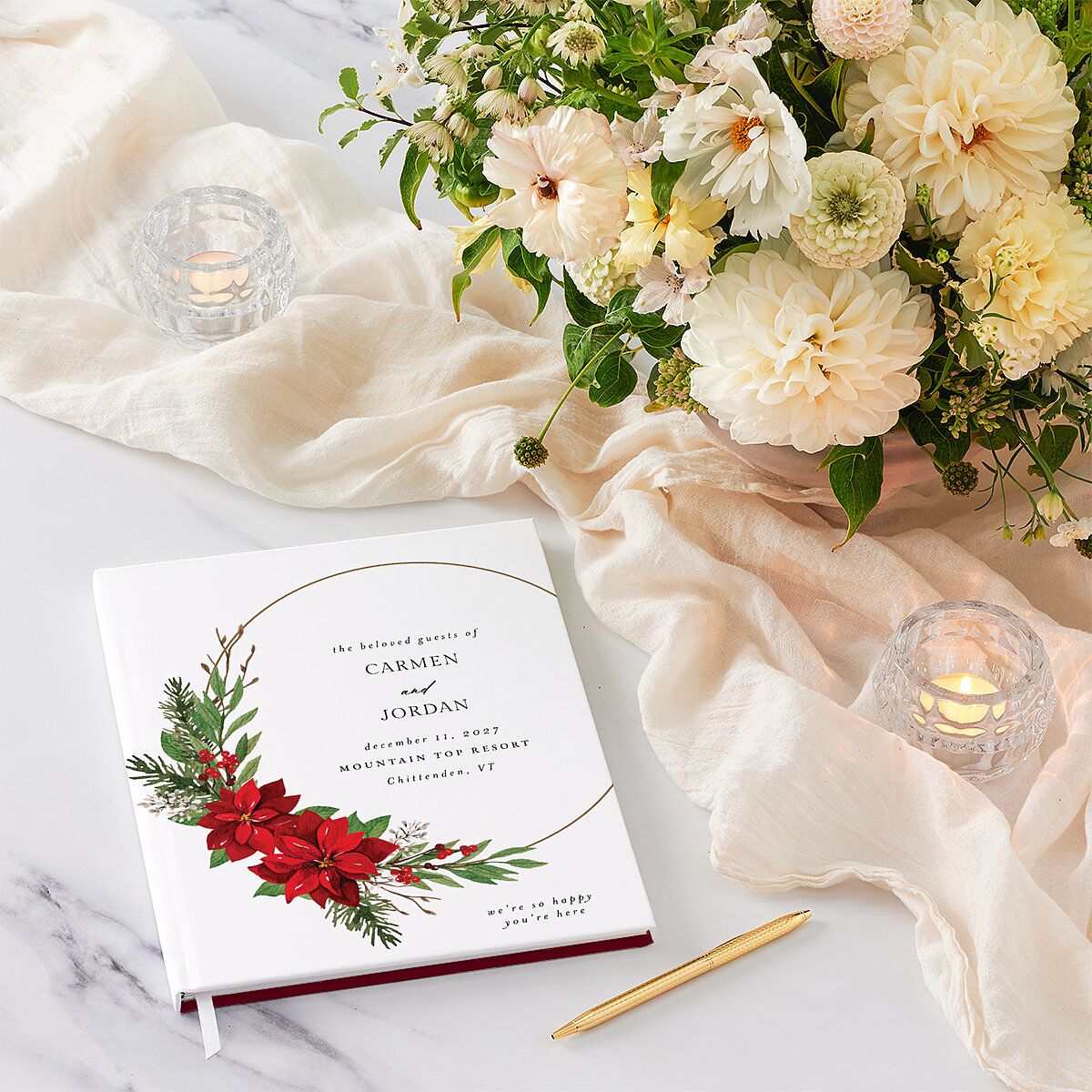 Christmas Poinsettia Guest Books Ruby