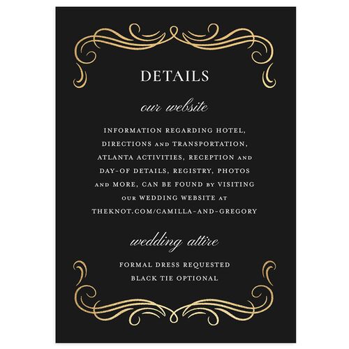Antique Fairytale Foil Wedding Enclosure Cards Gold Charcoal Signature Standard