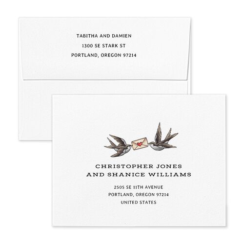 Til Death Tattoos Thank You Card Envelopes Midnight White Both Recipient and Return Addresses Signature Standard