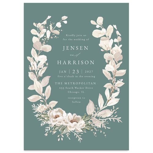 Greenery Laurel Wedding Invitations Sky Signature Blank No Standard