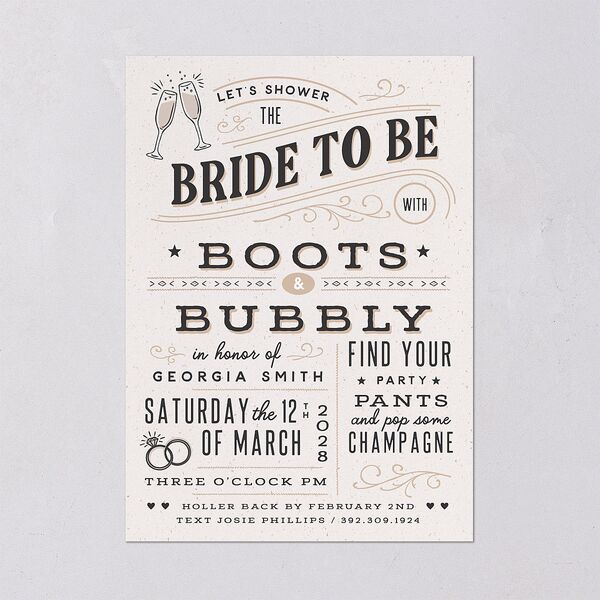 Western I Do BBQ Bridal Shower Invitations Taupe Signature Blank Standard