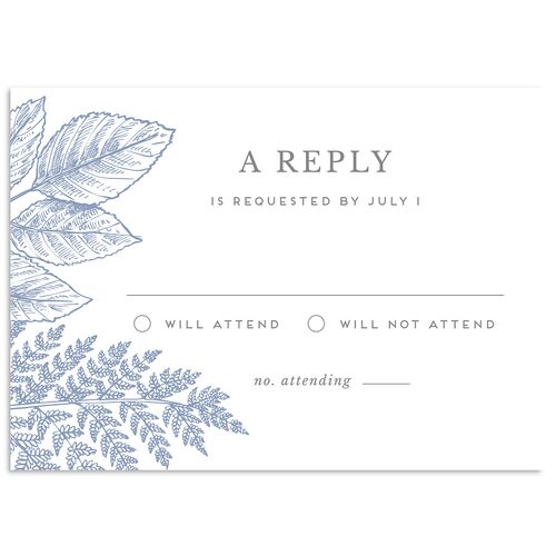 Botanical Frame Wedding Response Cards Dusty Blue Signature Standard