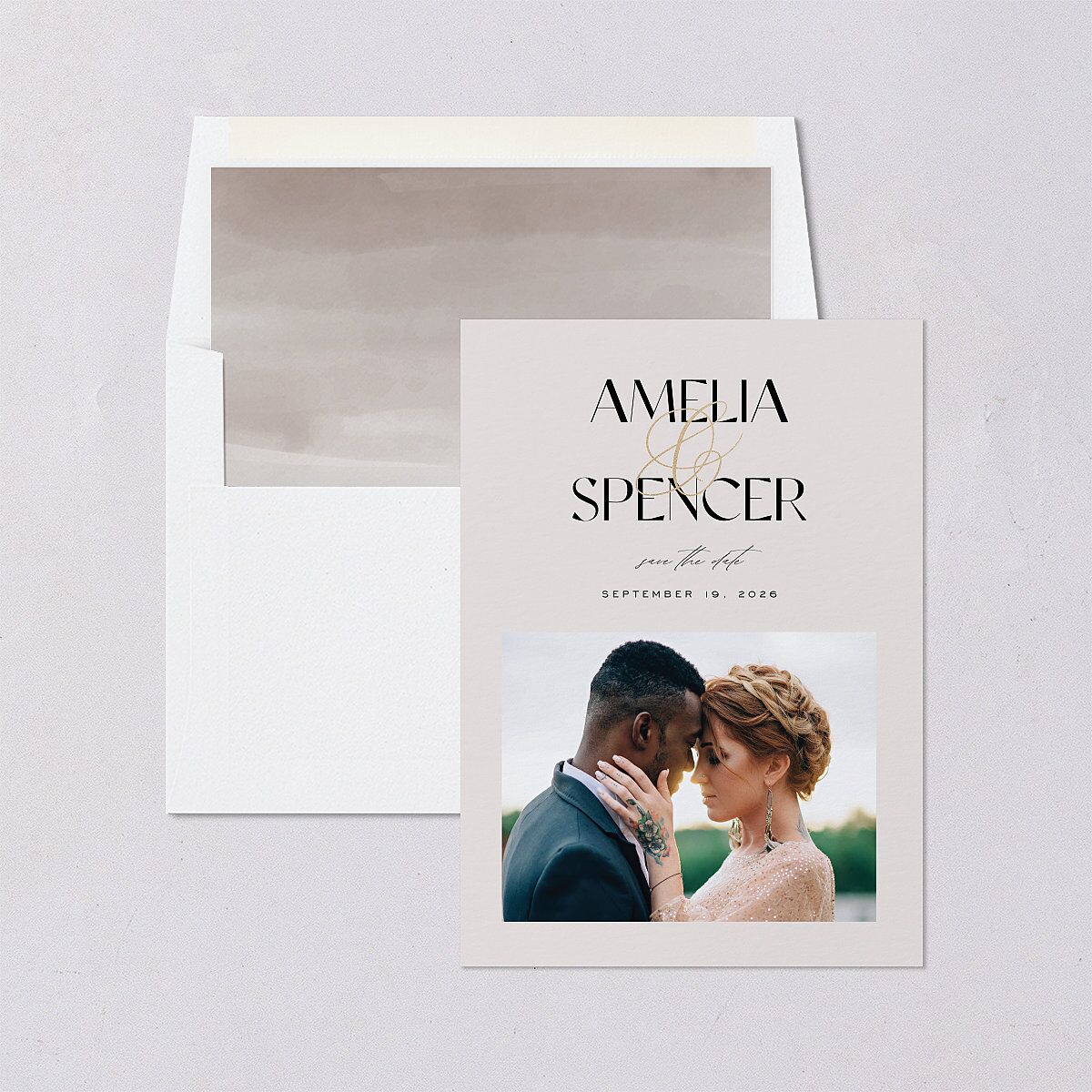 Together Save The Date Cards Gold Mist Signature smooth Blank No
