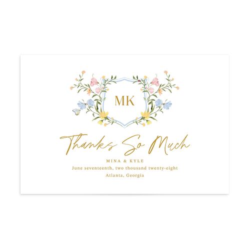 Fairytale Wildflower Crest Thank You Postcards Daffodil