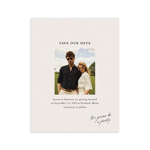 Elegant Editorial Page Save the Date Petite Cards Champagne Signature smooth Blank No Standard