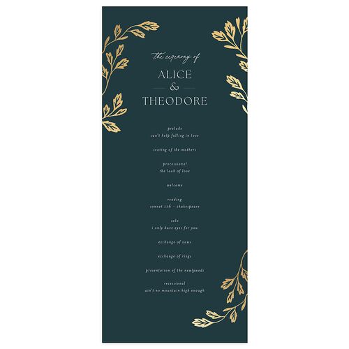 Arboretum Archway Foil Wedding Programs Gold Dark Night Signature