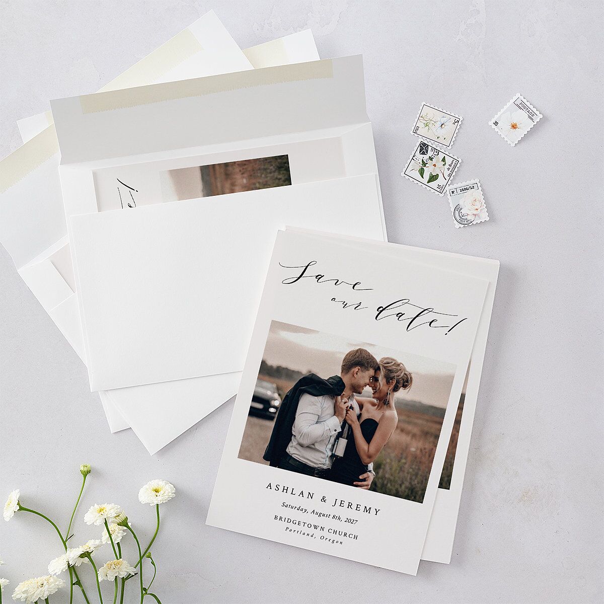 Simply Elegant Save The Date Cards — view 5