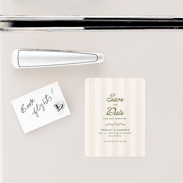 Cabana Stripes Save The Date Magnets Olive Magnet Paper