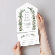 Floral Arc All-in-One Wedding Invitations Shell Pink Signature Light Both Recipient and Return Addresses No
