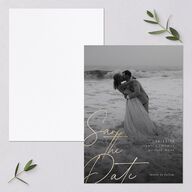 Gilded Corner Save The Date Cards Gold Pure White Signature smooth Blank No Standard