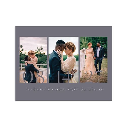 Triptych Photo Save the Date Petite Cards Midnight Navy Signature smooth Blank No Standard