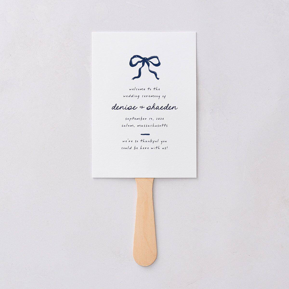 Dainty Bow Fan Programs Navy Signature Standard