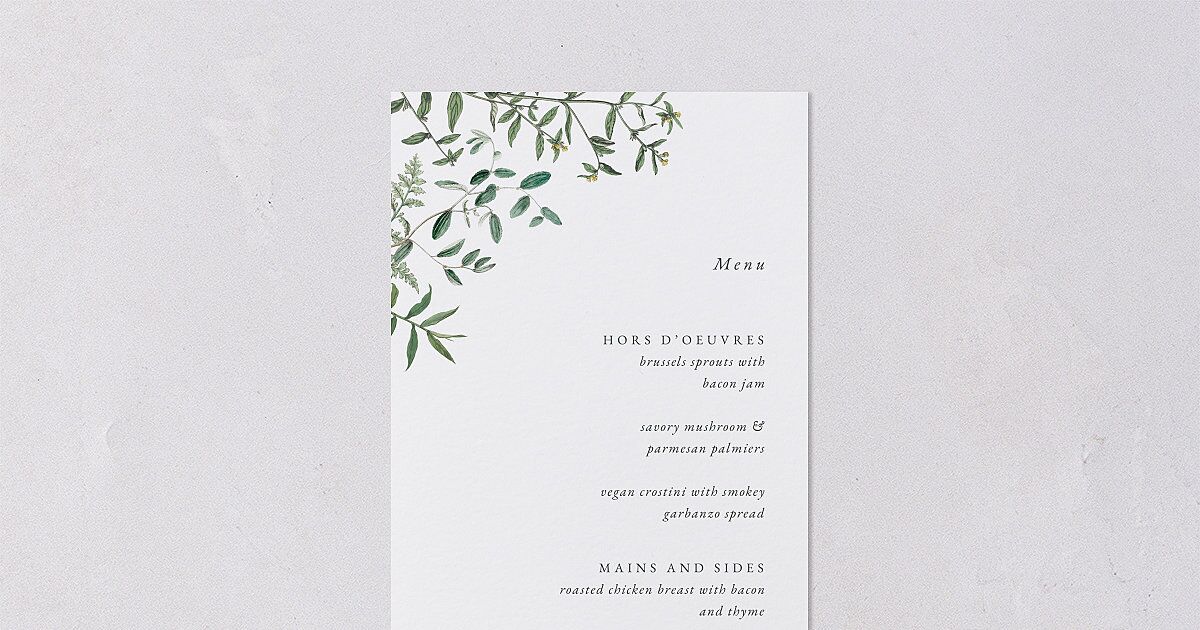 Delicate Greenery Menus | The Knot