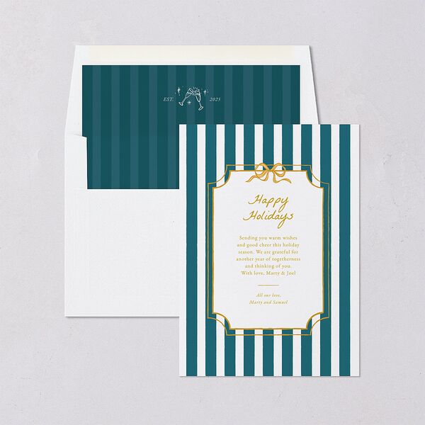 Vintage Bow Frame Holiday Cards Deep Lake Signature Blank