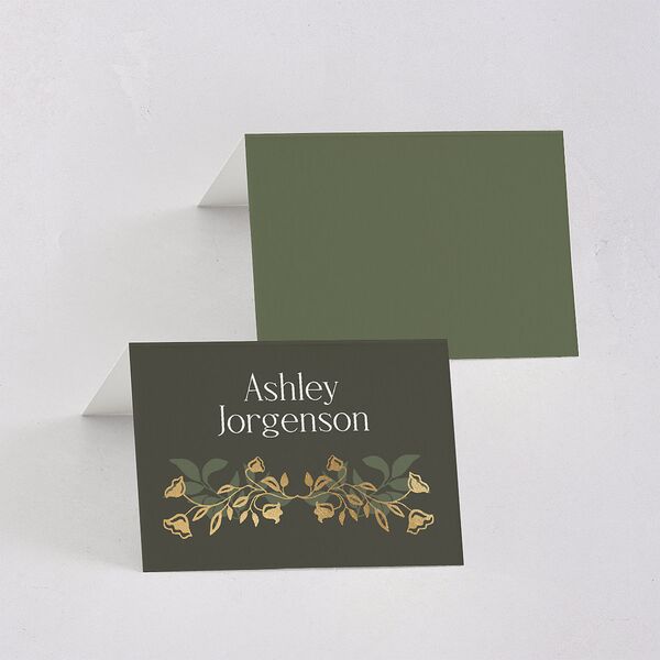 Rustic Nouveau Place Cards Gold Hunter Green Signature