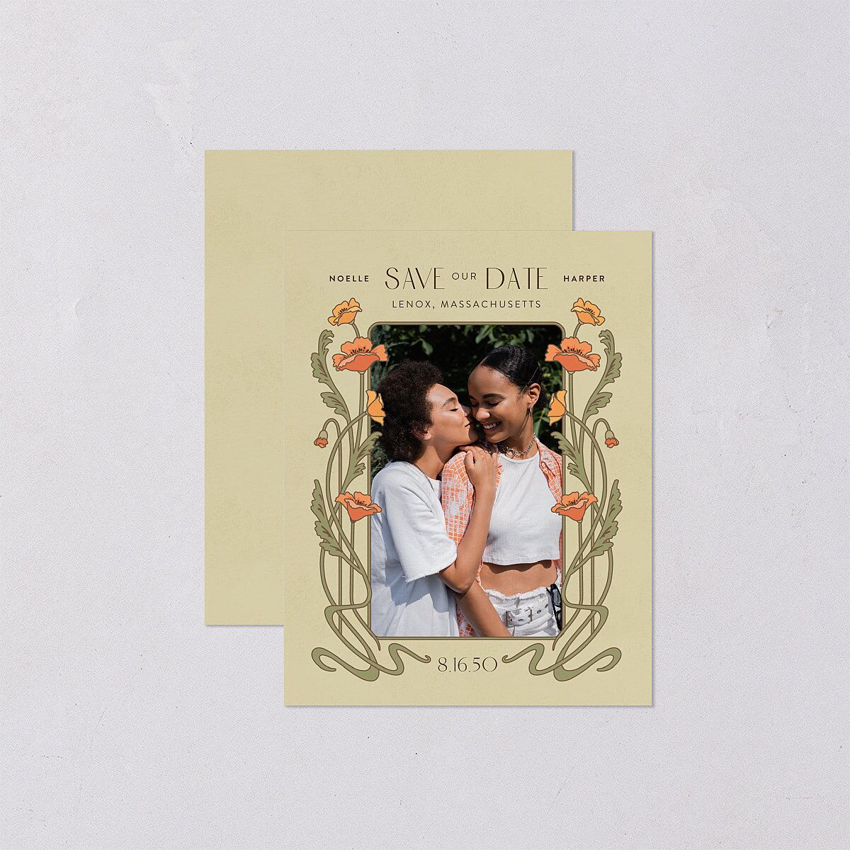 Vintage Nouveau Save the Date Petite Cards — view 1