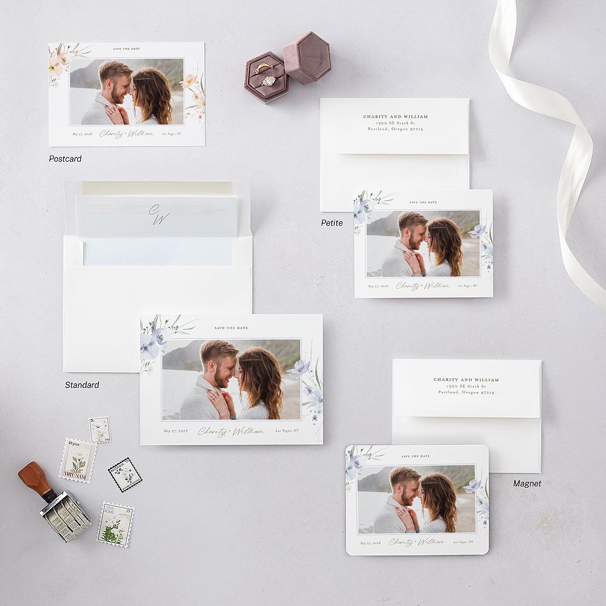 Floral Photo Save The Date Magnets Ocean Magnet Paper