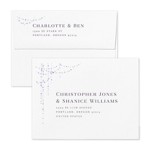 Enchanted Evening Save the Date Magnet Envelopes White Bordeaux Both Recipient and Return Addresses Signature Standard