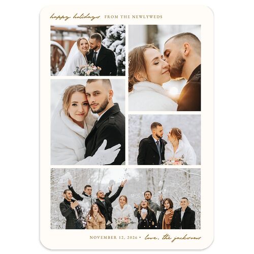Romantic Gallery Holiday Holiday Cards Gold Signature Blank Rounded Portrait