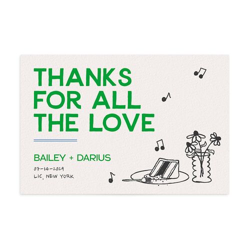 Hand Drawn Party Thank You Postcards Jewel Green