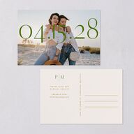Hawaiian Tropical Monstera Frame Save the Date Postcards Scottish Green