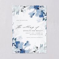 Watercolor Blooms Save The Date Cards Midnight Navy Signature smooth Blank No Standard