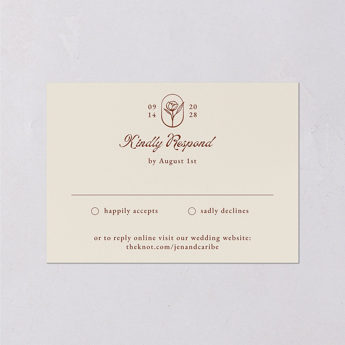 Vintage Romantic Photo Wedding Response Cards Copper Signature Standard