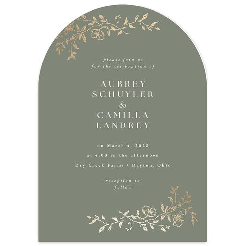 Gilded Branches Foil Wedding Invitations Gold Thyme Signature Blank No Arch