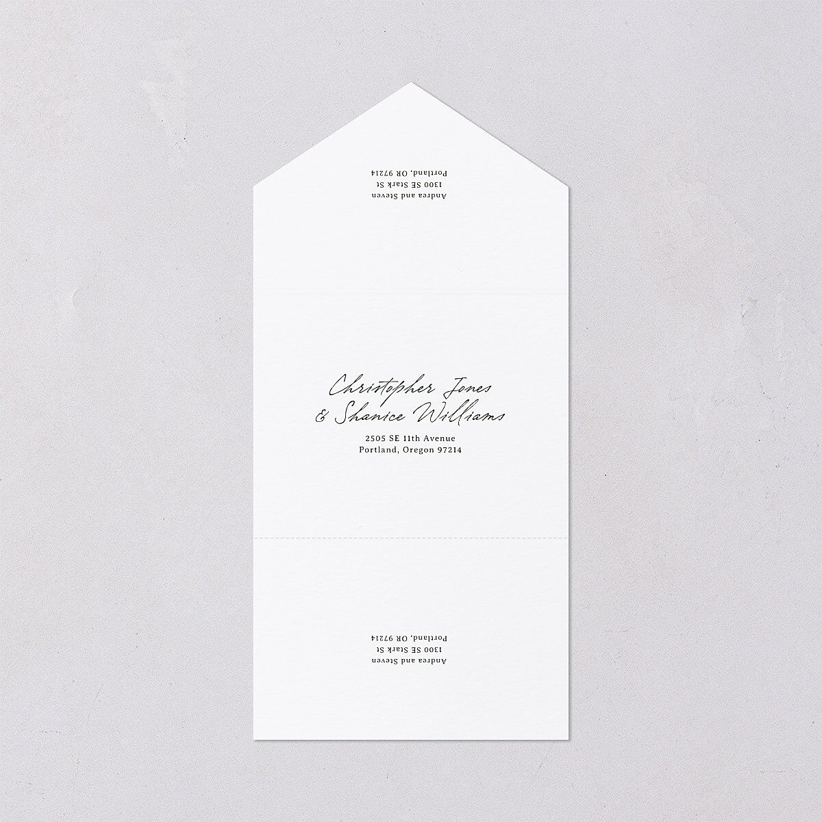 Elegant Mountain Monogram All-in-One Wedding Invitations Dark Green Signature Light Both Recipient and Return Addresses No