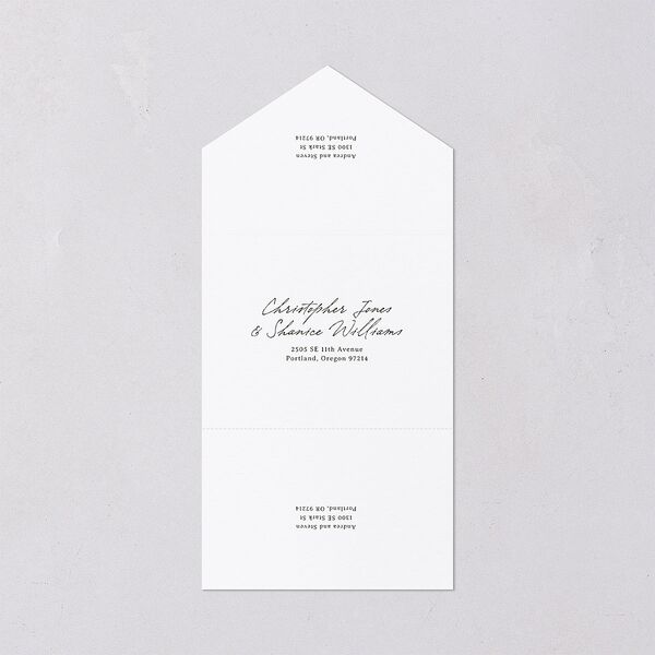 Elegant Mountain Monogram All-in-One Wedding Invitations Dark Green Signature Light Both Recipient and Return Addresses No