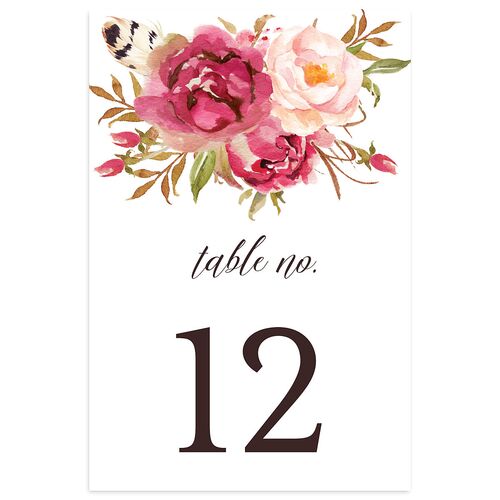 Bohemian Floral Table Numbers Raspberry Signature