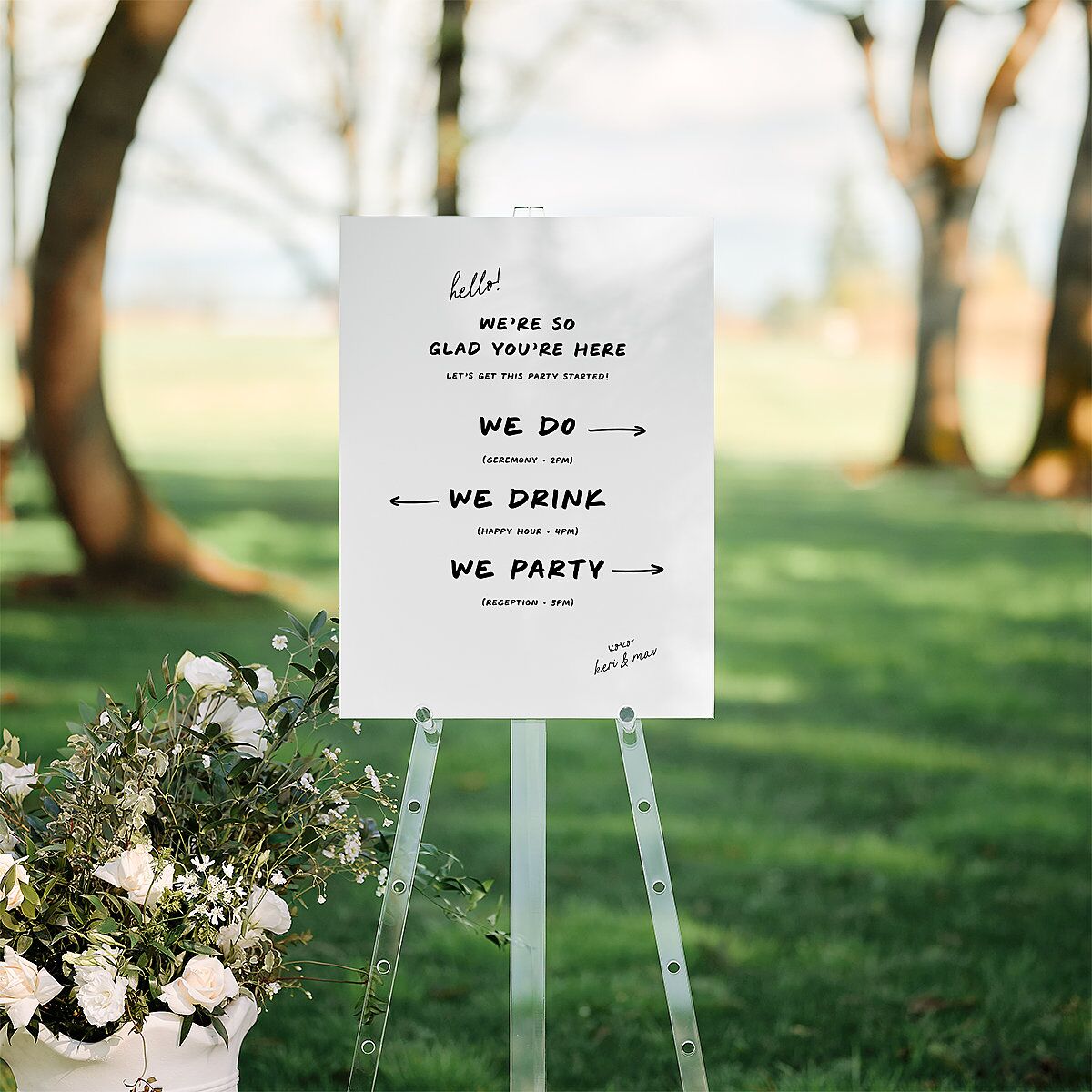 Modern Writing Standard Direction Sign Medium Snow Standard Indoor Foam Core M Direction