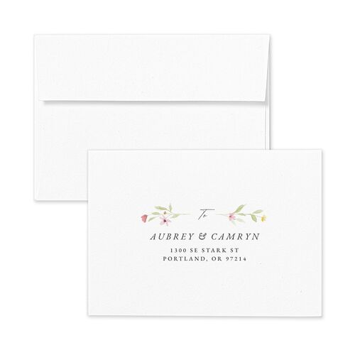 Classic Wildflower Frame Response Card Envelopes Kraft Pink Cotton Return Address Signature Standard