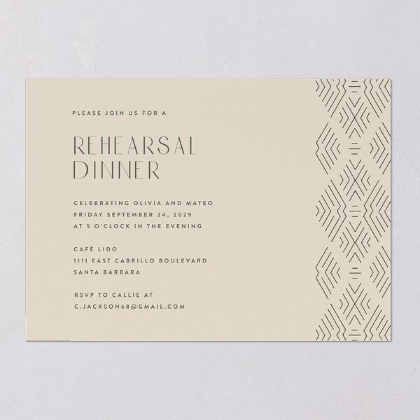 Boho Texture Rehearsal Dinner Invitations Deep Olive Signature Blank