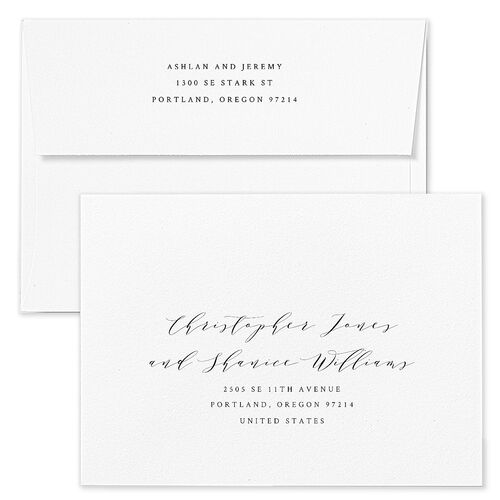 Simply Elegant Wedding Invitation Envelopes White Pale Blue Both Recipient and Return Addresses Standard Signature