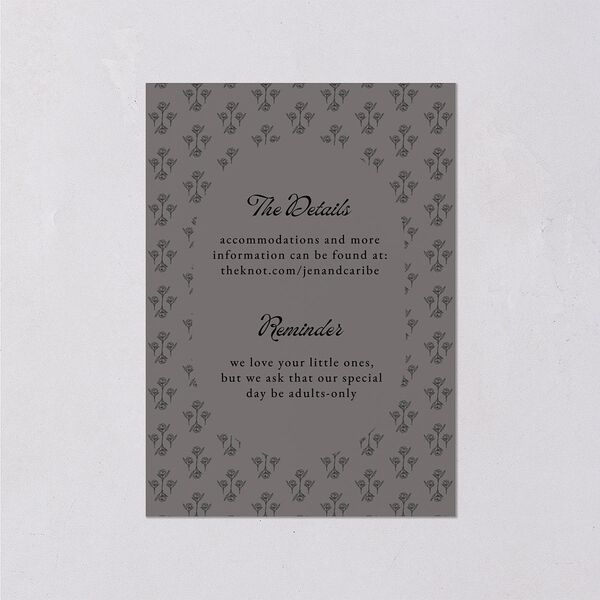 Vintage Romantic Photo Wedding Event Detail Cards Medieval Grey Signature Standard