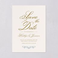 Romantic Rococo Save The Date Cards Dusty Blue Signature smooth Blank No Standard