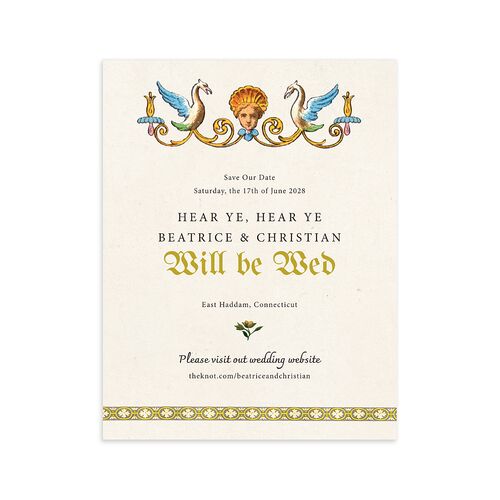 Medieval Renaissance Save the Date Petite Cards Moss Signature smooth Blank Standard No