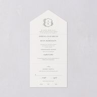 Elegant Garland Crest All-in-One Wedding Invitations Dark Camo Signature Light Both Recipient and Return Addresses No