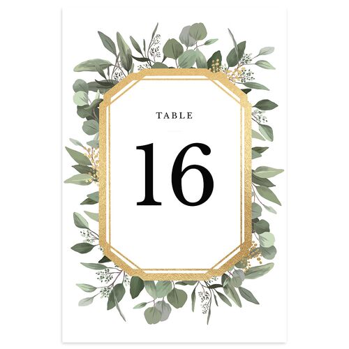 Eucalyptus Frame Foil Table Numbers Gold Pure White Signature