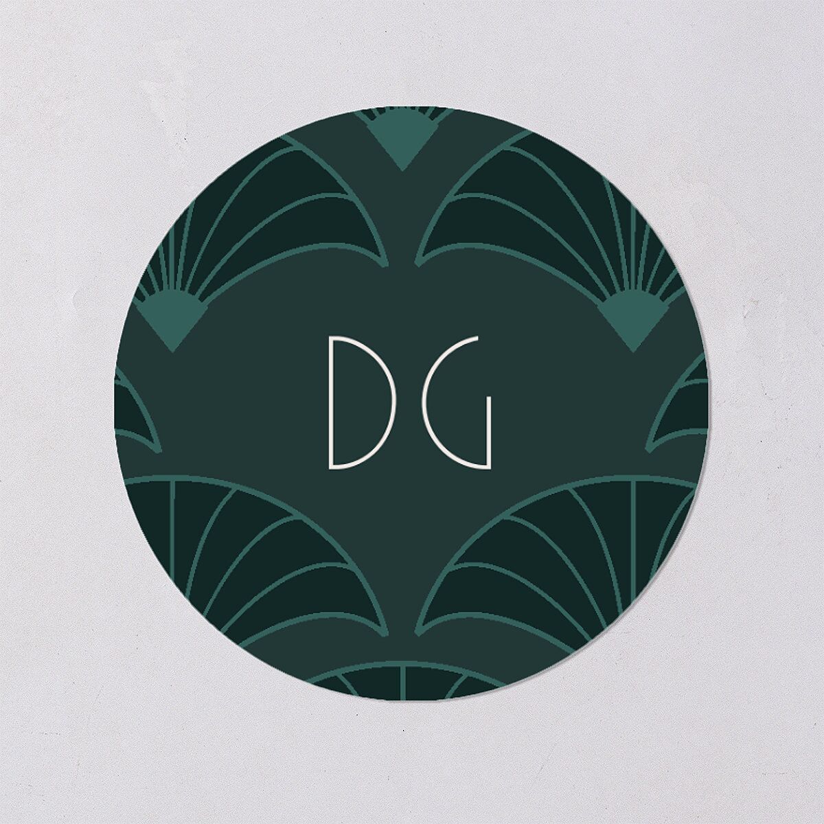 Gatsby Deco Arch Wedding Stickers Dark Emerald Circle