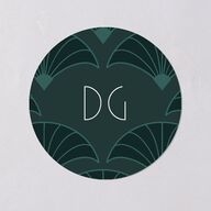 Gatsby Deco Arch Wedding Stickers Dark Emerald Circle