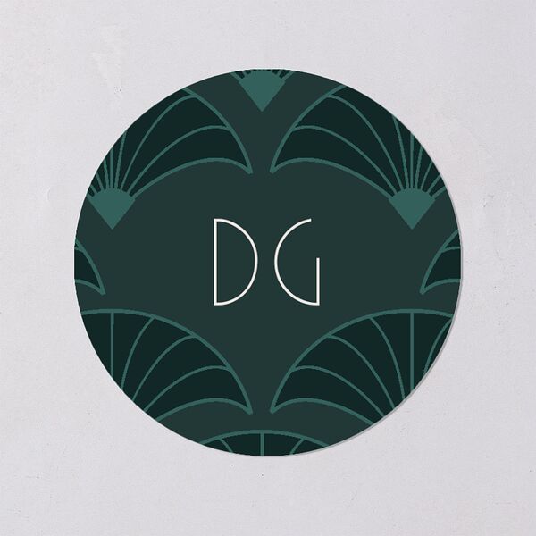 Gatsby Deco Arch Wedding Stickers Dark Emerald Circle