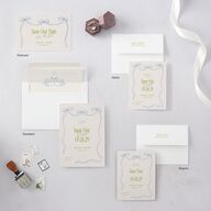 Modern Delicate Bows Save the Date Cards Peridot Signature smooth Blank No Standard