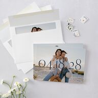 Hawaiian Tropical Monstera Frame Save the Date Cards Moody Blue Signature smooth Blank No Standard