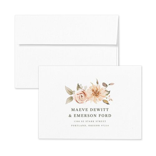 Elegant Botanical Autumn Floral Response Card Envelopes Kraft Olive Return Address Signature Standard