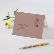 Rustic Monogram Thank You Cards Dusty Rose