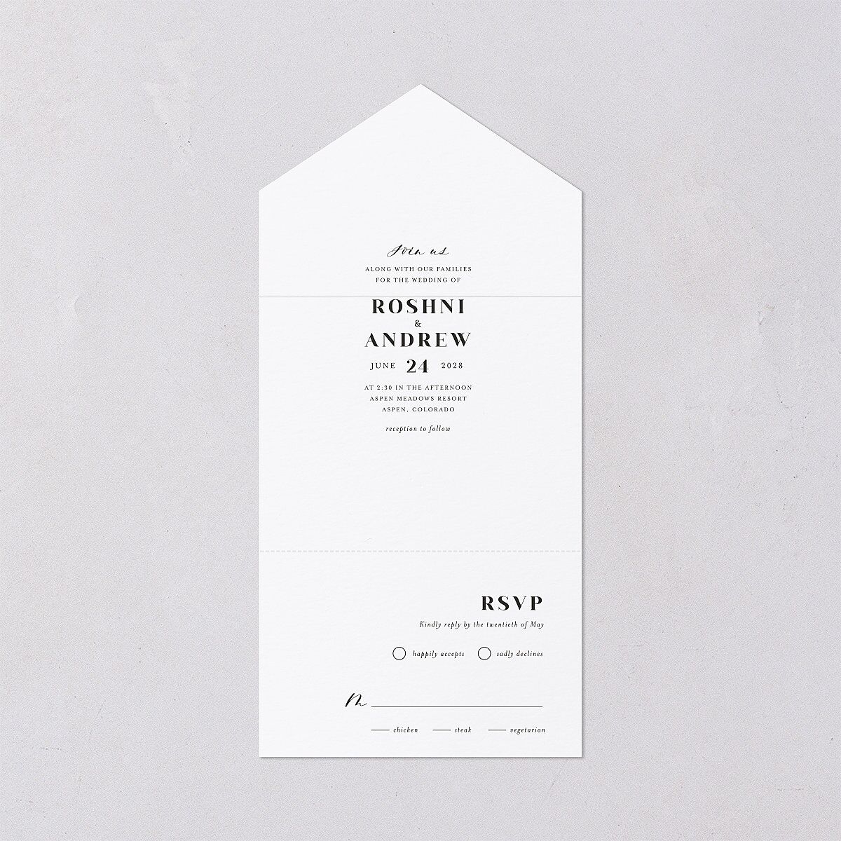 Vibrant Floral All-in-One Wedding Invitations Raspberry Signature Light Both Recipient and Return Addresses