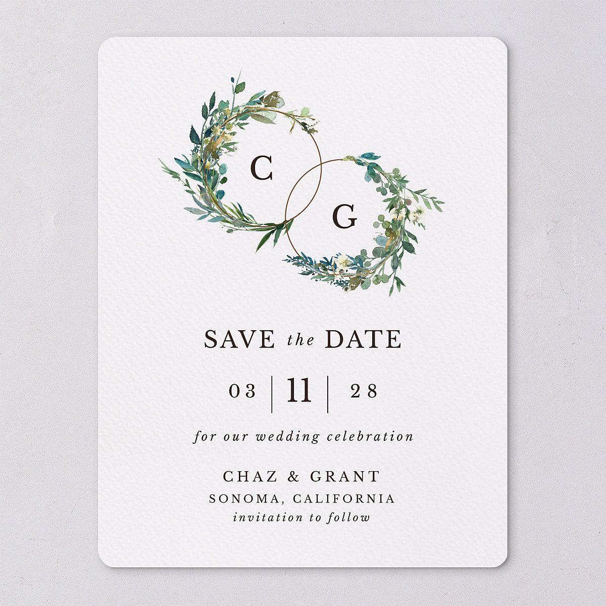Leafy Hoops Save The Date Magnets — view 7