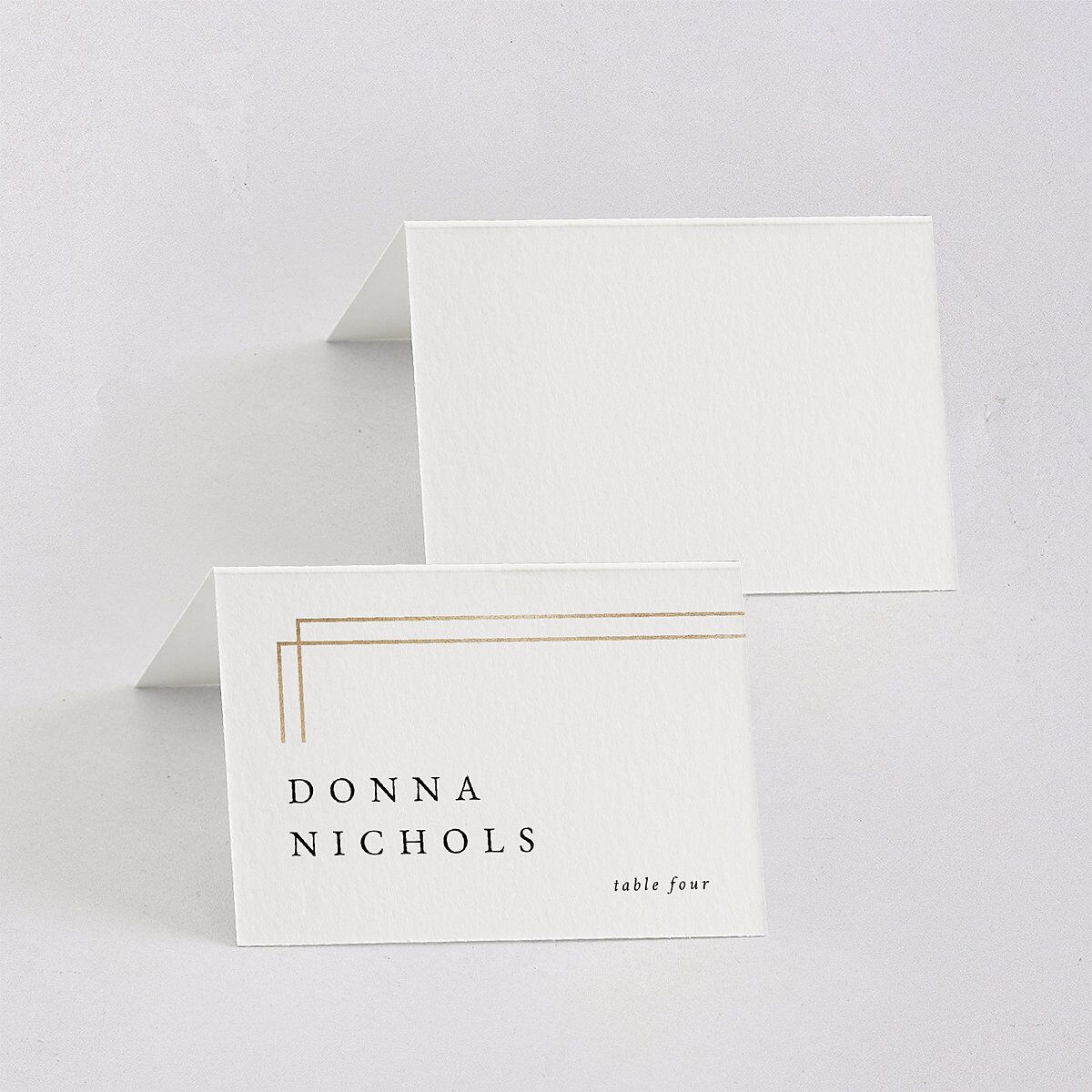 Double Frame Place Cards Gold Pure White Signature